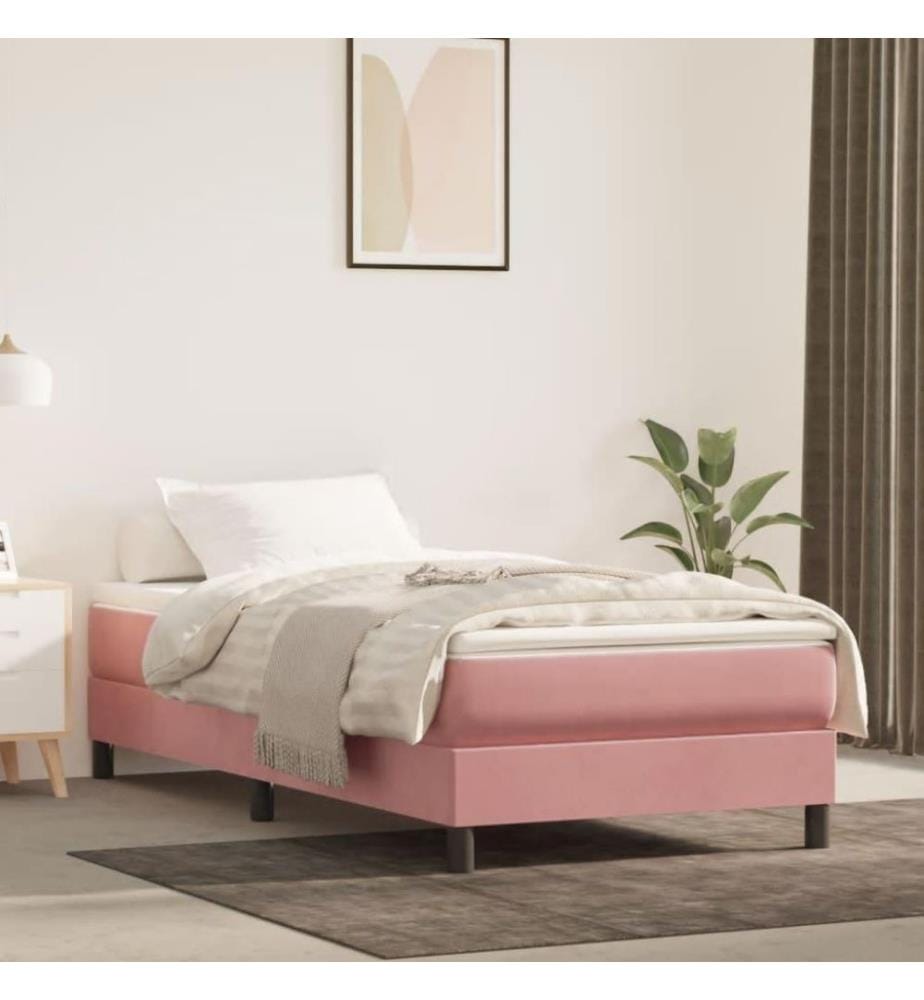 Boxspringbett mit Matratze Rosa 80x200 cm Samt