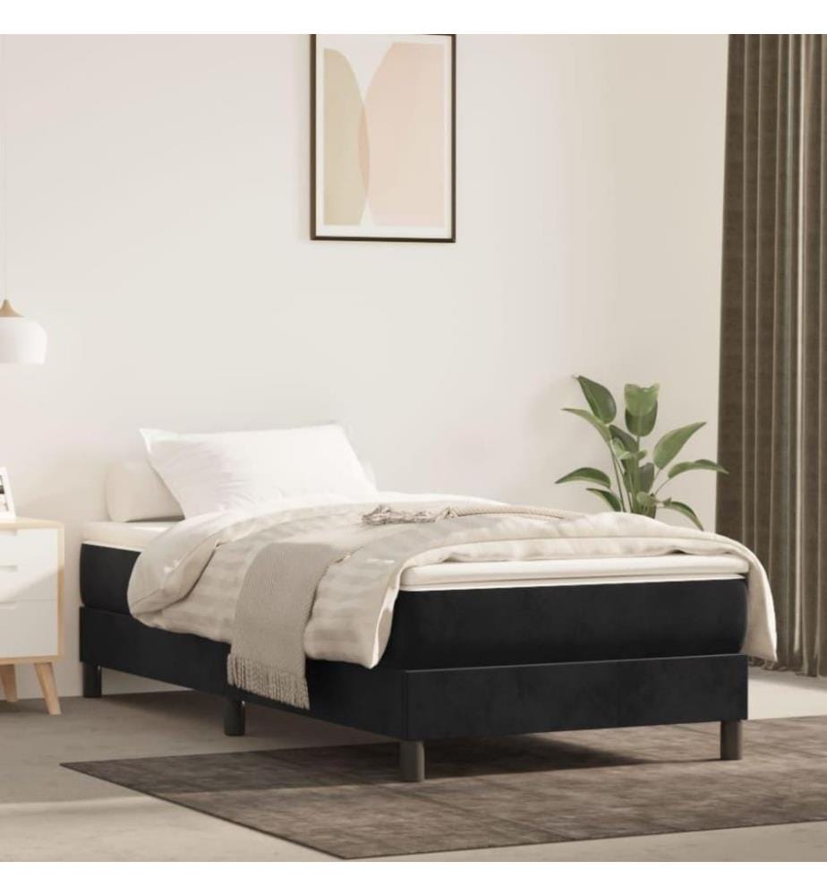 Boxspringbett mit Matratze Schwarz 100x200 cm Samt