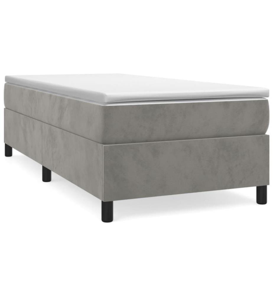 Boxspringbett mit Matratze Hellgrau 90x200 cm Samt