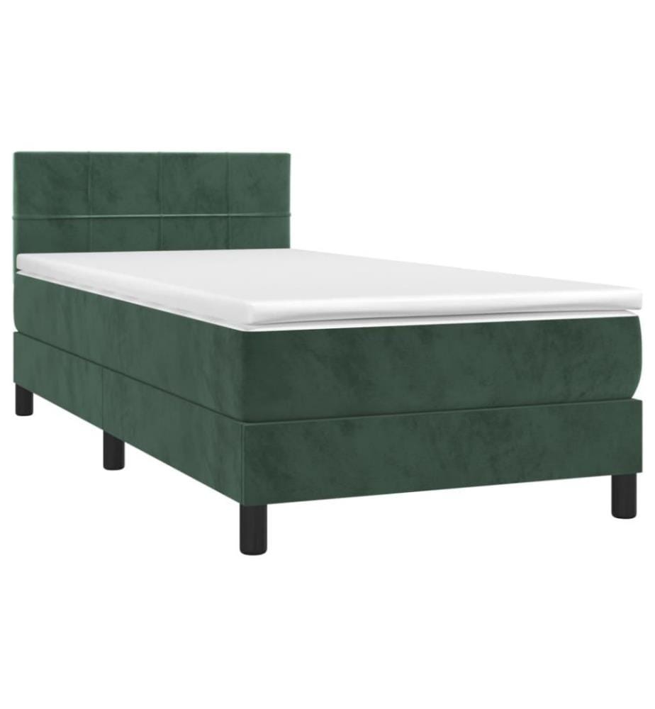Boxspringbett mit Matratze & LED Dunkelgrün 90x200 cm Samt