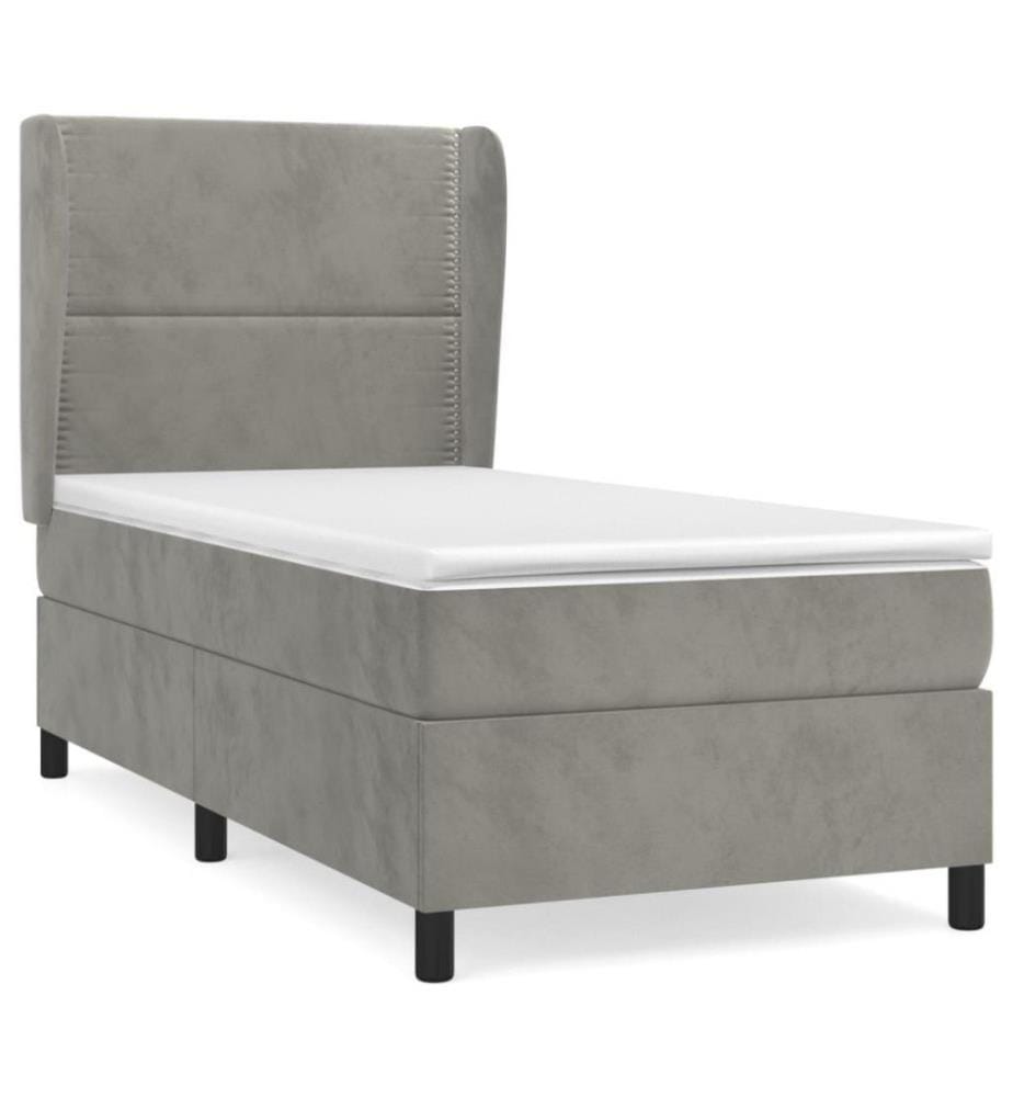 Boxspringbett mit Matratze Hellgrau 80x200 cm Samt