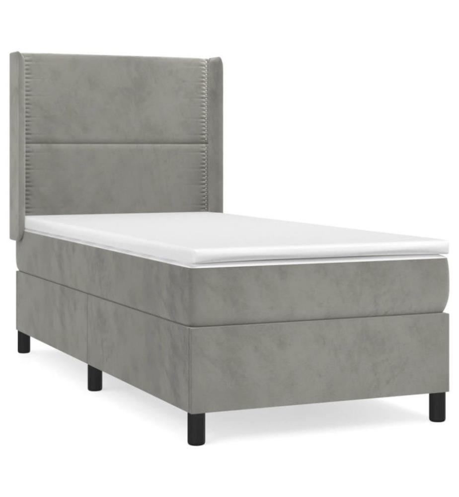 Boxspringbett mit Matratze Hellgrau 80x200 cm Samt