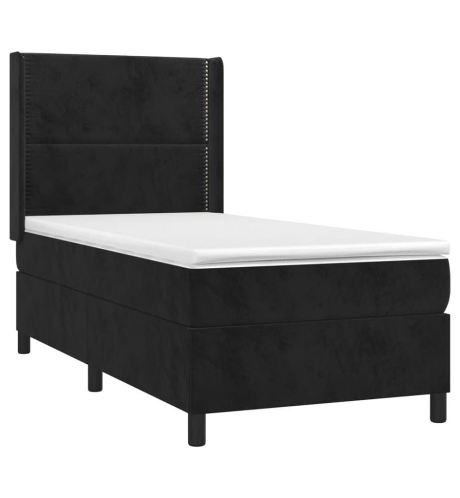 Boxspringbett mit Matratze & LED Schwarz 80x200 cm Samt