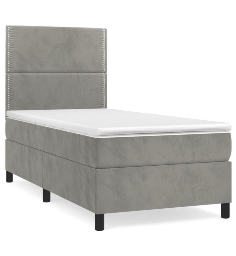 Boxspringbett mit Matratze Hellgrau 80x200 cm Samt