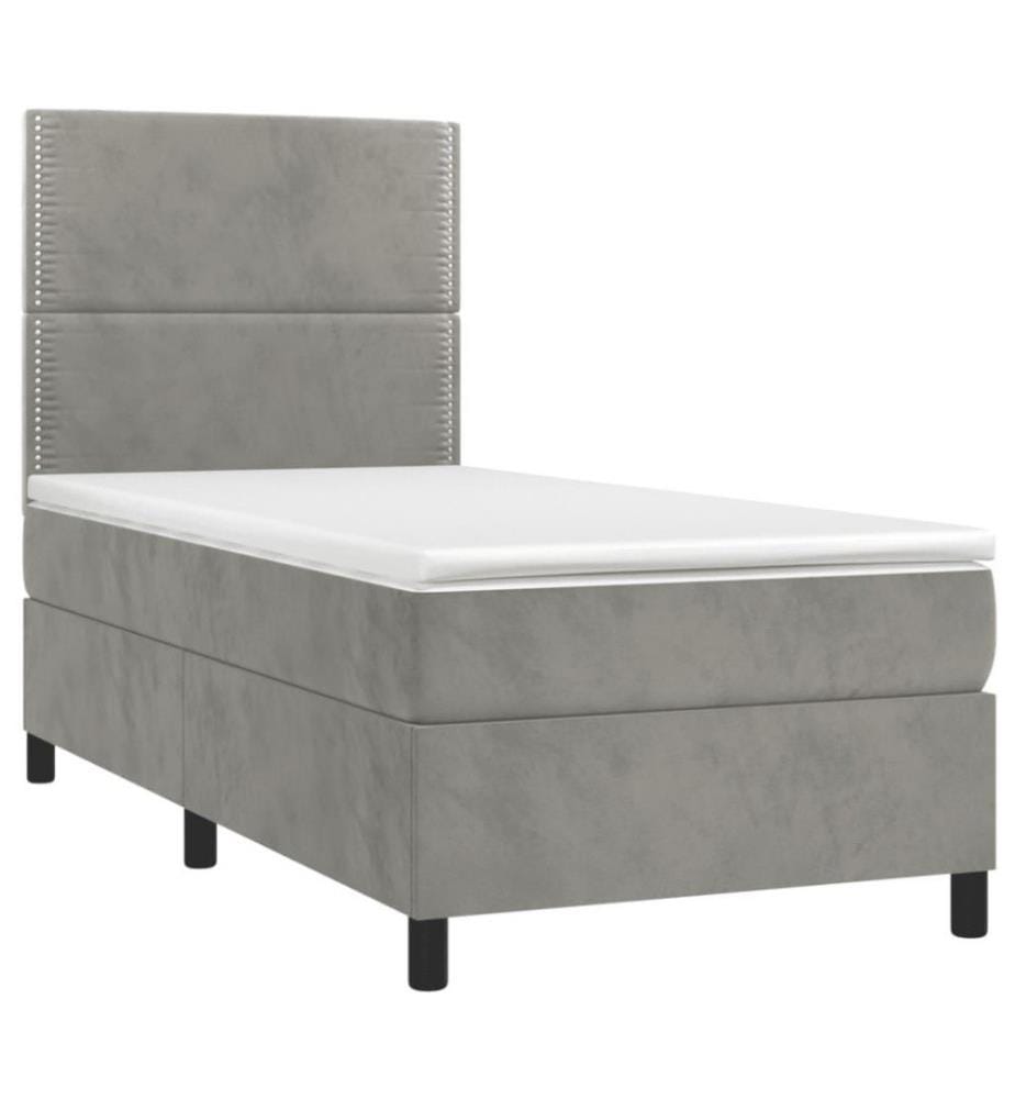 Boxspringbett mit Matratze Hellgrau 80x200 cm Samt
