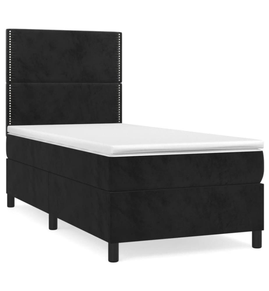 Boxspringbett mit Matratze Schwarz 80x200 cm Samt