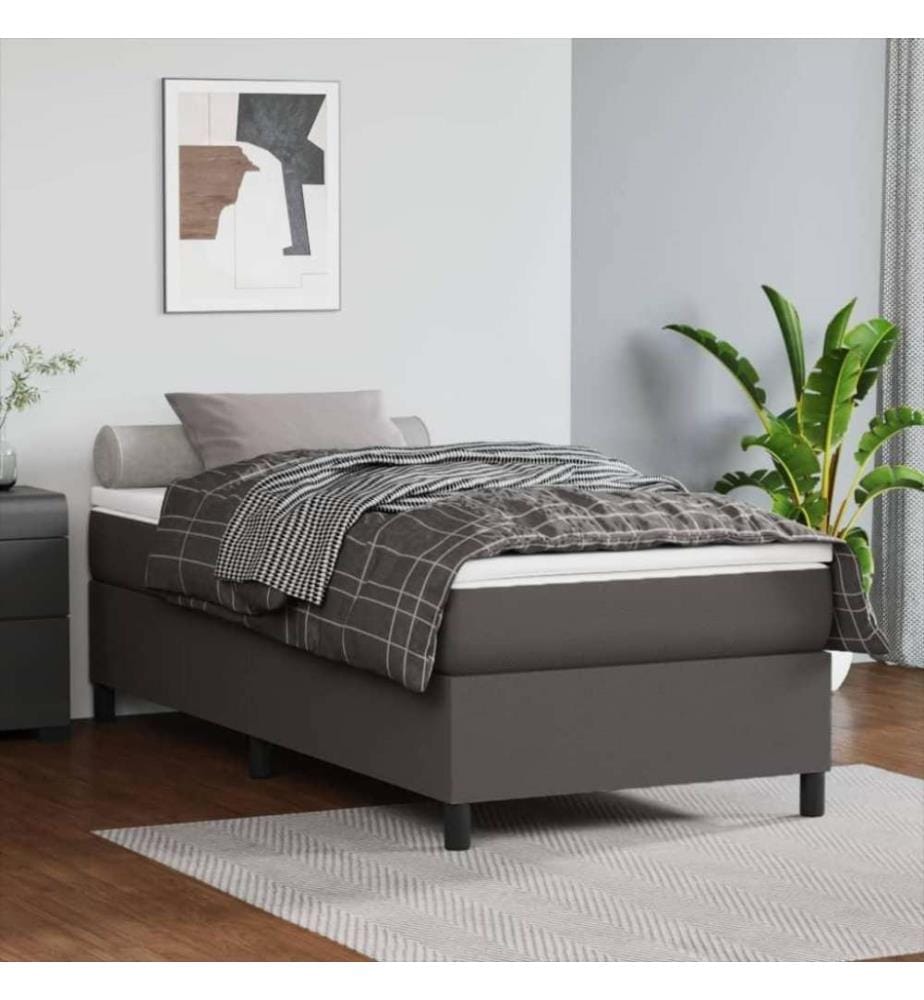 Boxspringbett mit Matratze Grau 90x190 cm Kunstleder