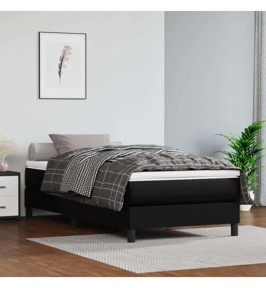 Boxspringbett Schwarz 90x190 cm Kunstleder