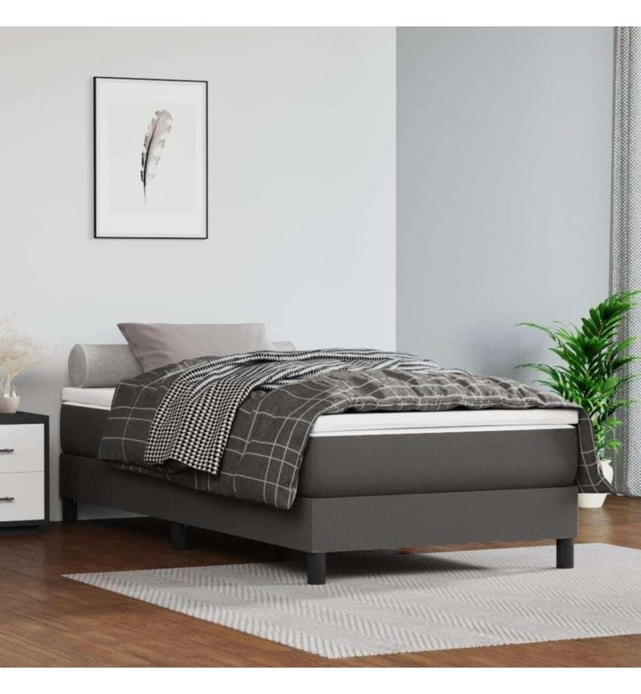 Boxspringbett Grau 90x190 cm Kunstleder