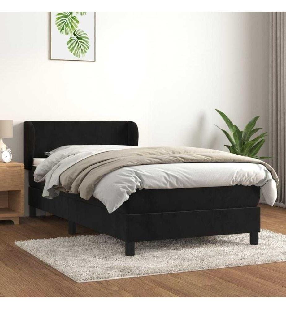 Boxspringbett mit Matratze Schwarz 90x190 cm Samt