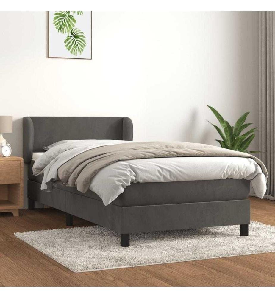 Boxspringbett mit Matratze Dunkelgrau 90x190 cm Samt
