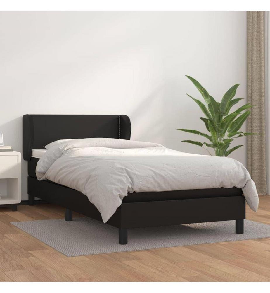 Boxspringbett mit Matratze Schwarz 80x200 cm Kunstleder