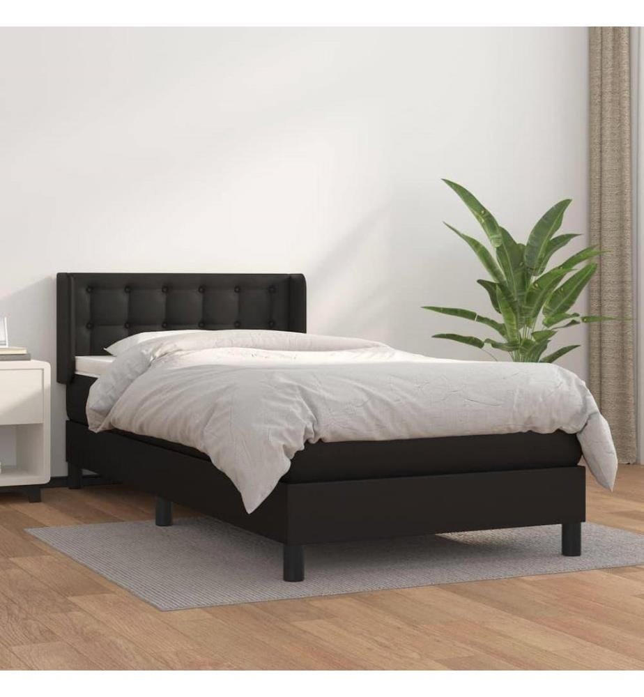 Boxspringbett mit Matratze Schwarz 90x190 cm Kunstleder