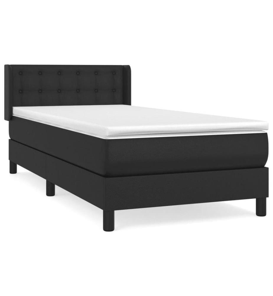 Boxspringbett mit Matratze Schwarz 90x190 cm Kunstleder