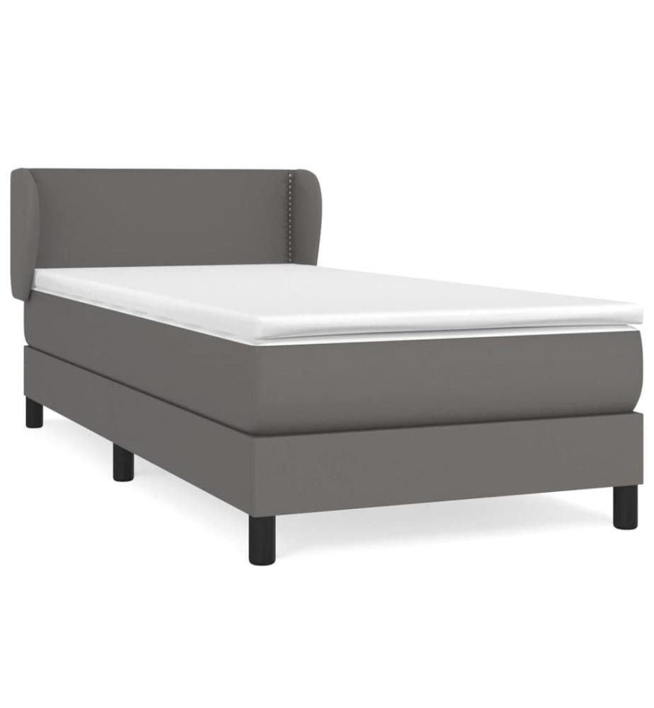 Boxspringbett mit Matratze Grau 90x190 cm Kunstleder