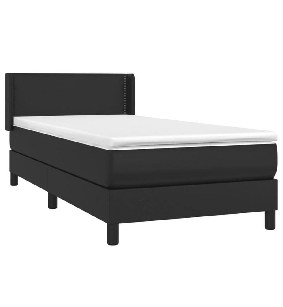 Boxspringbett mit Matratze Schwarz 90x200 cm Kunstleder