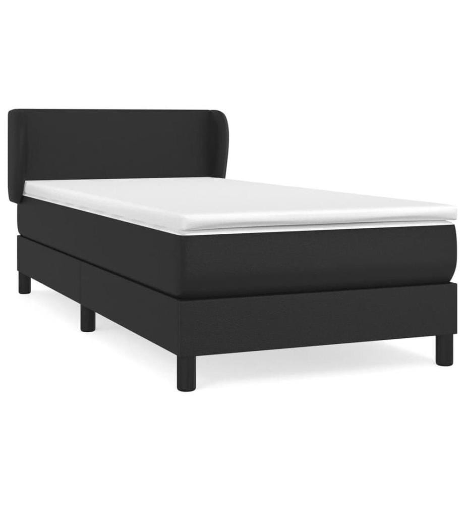 Boxspringbett mit Matratze Schwarz 80x200 cm Kunstleder