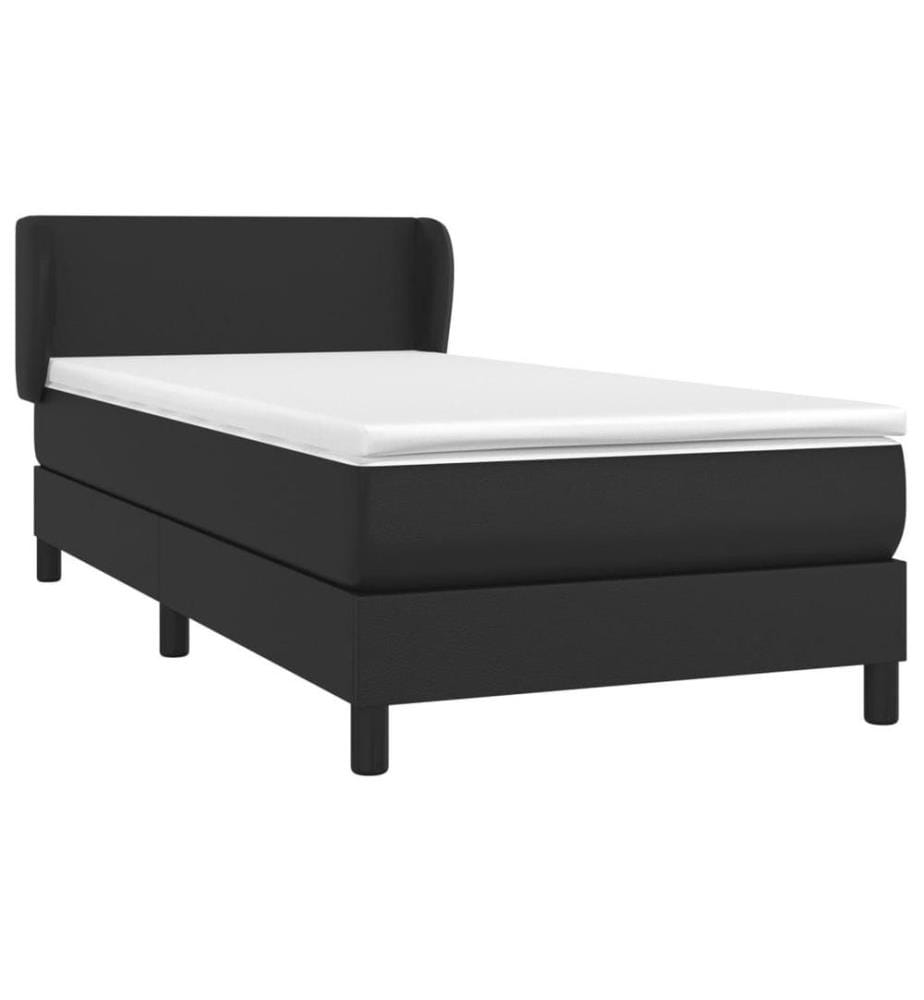 Boxspringbett mit Matratze Schwarz 80x200 cm Kunstleder