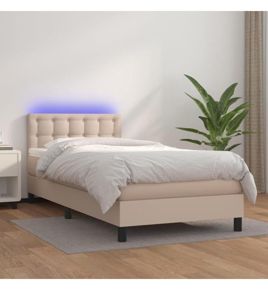 Boxspringbett mit Matratze & LED Cappuccino-Braun 100x200cm