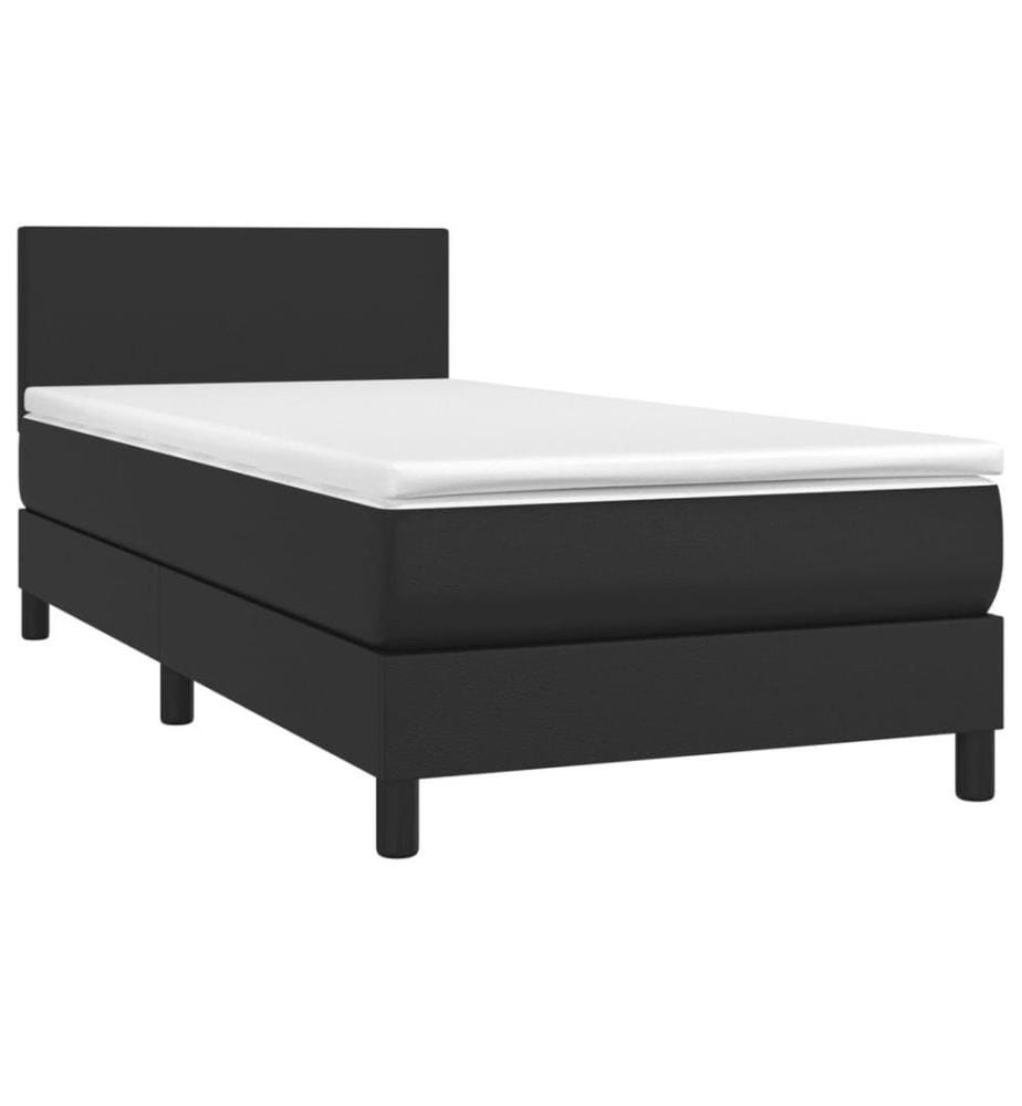 Boxspringbett mit Matratze Schwarz 90x200 cm Kunstleder