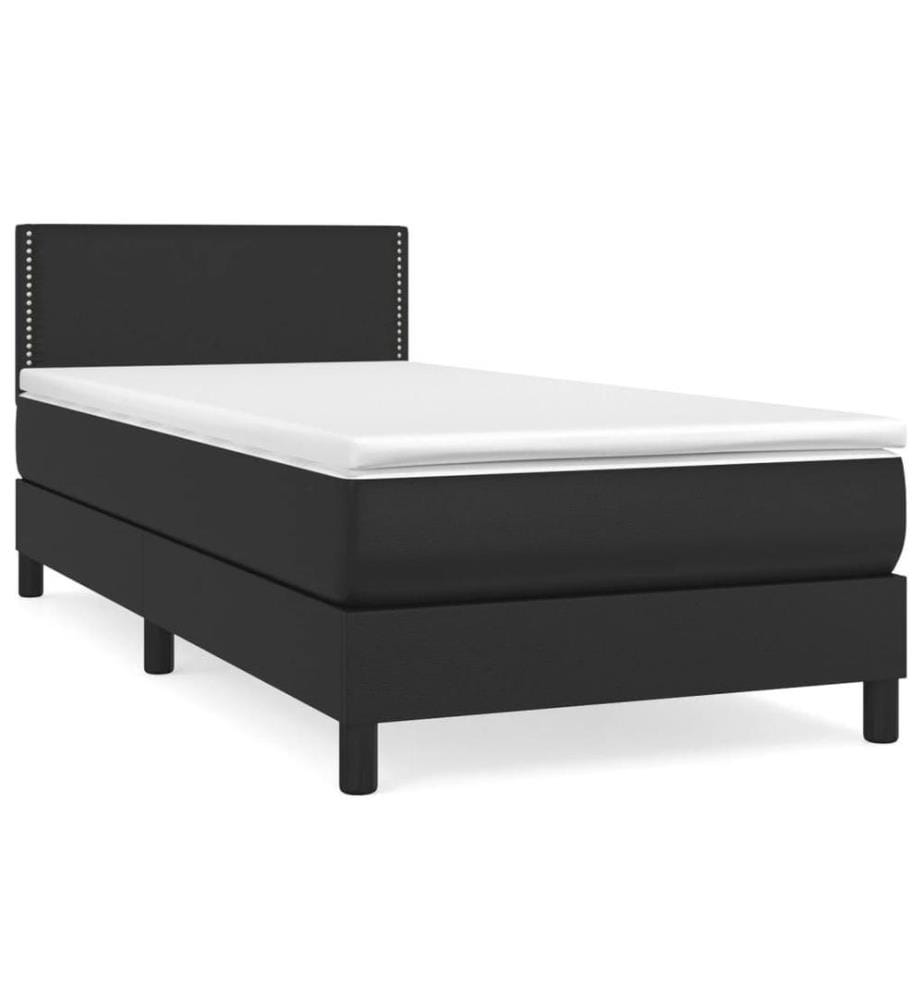 Boxspringbett mit Matratze Schwarz 90x200 cm Kunstleder