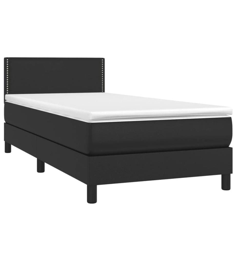 Boxspringbett mit Matratze Schwarz 90x200 cm Kunstleder