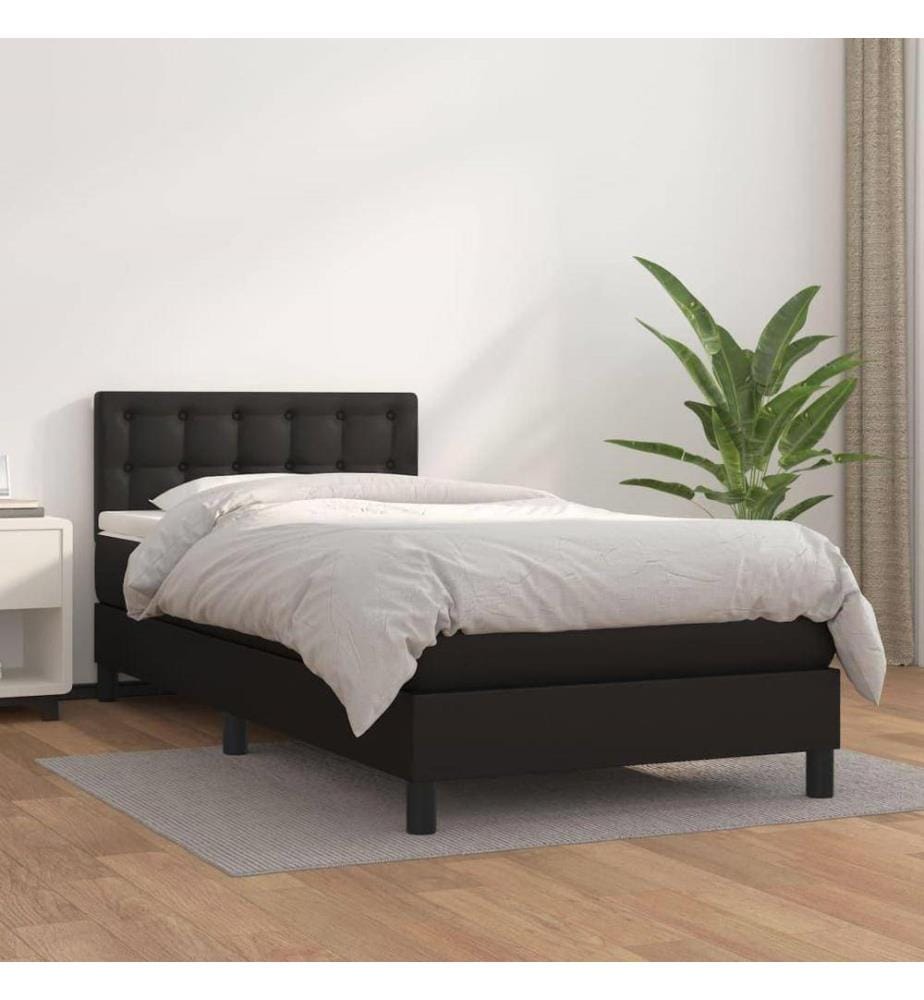 Boxspringbett mit Matratze Schwarz 80x200 cm Kunstleder