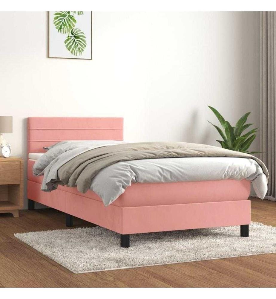 Boxspringbett mit Matratze Rosa 90x190 cm Samt