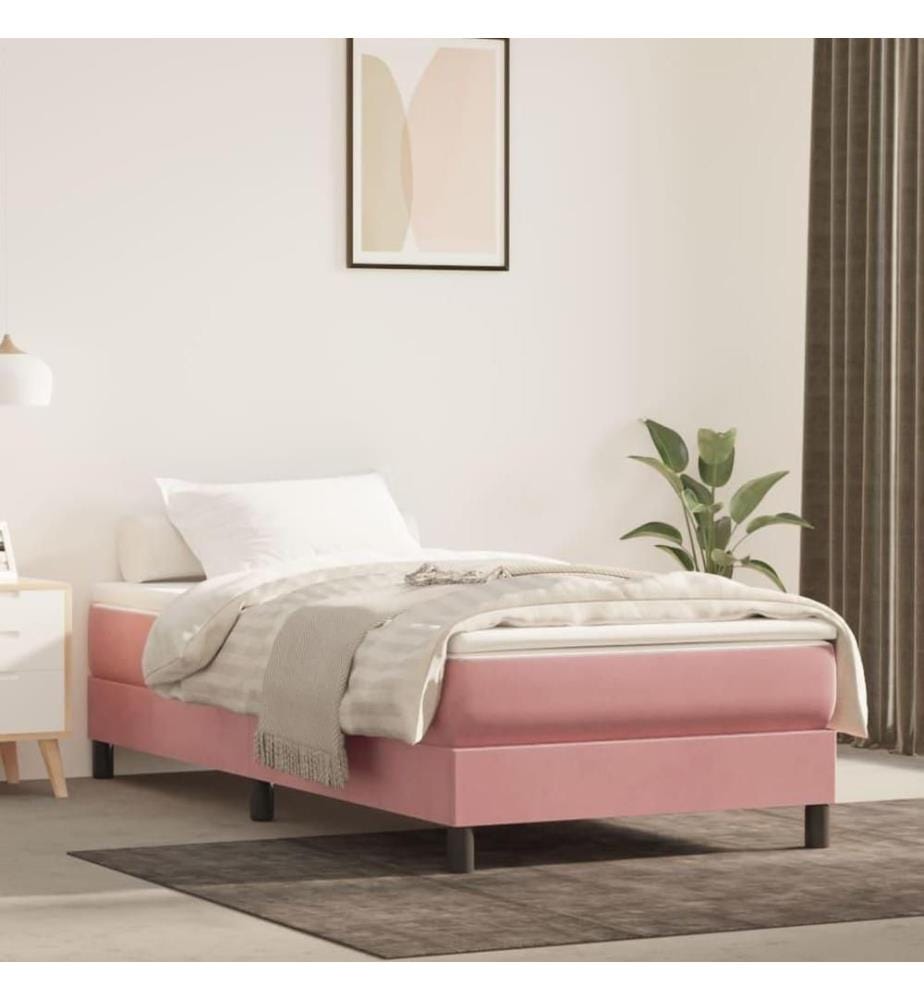 Boxspringbett mit Matratze Rosa 90x190 cm Samt