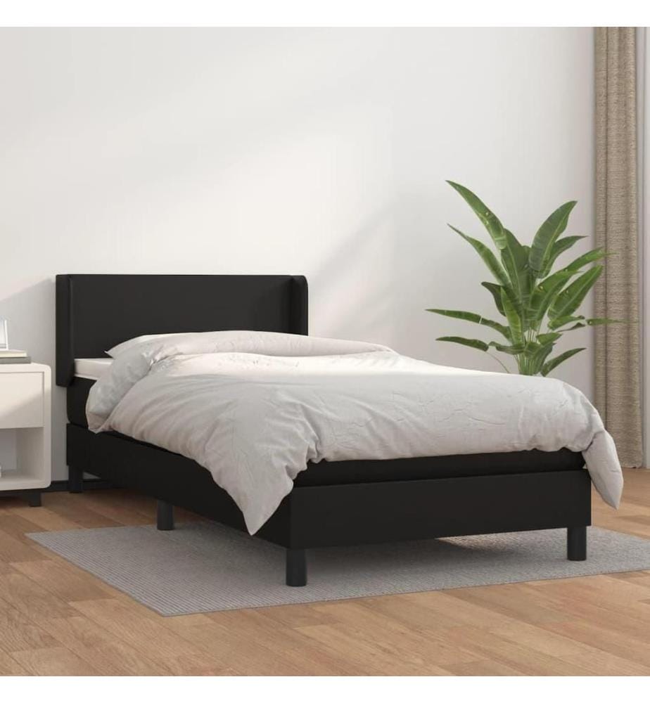 Boxspringbett mit Matratze Schwarz 90x190 cm Kunstleder