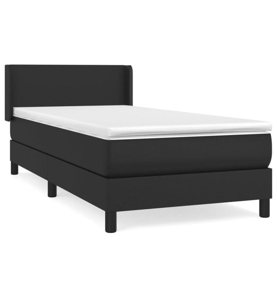 Boxspringbett mit Matratze Schwarz 90x190 cm Kunstleder