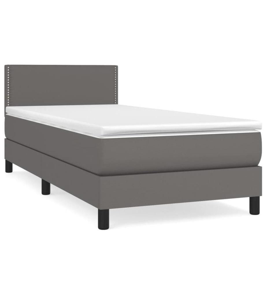 Boxspringbett mit Matratze Grau 90x190 cm Kunstleder