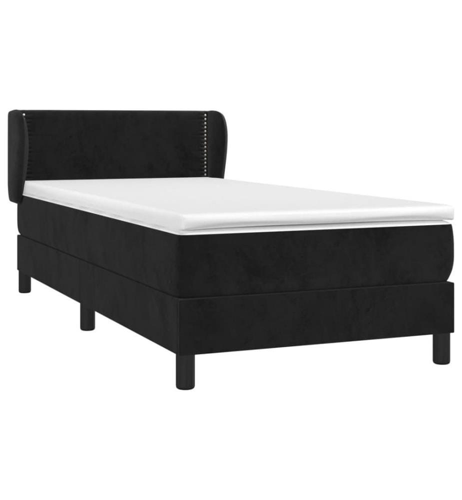Boxspringbett mit Matratze Schwarz 90x190 cm Samt