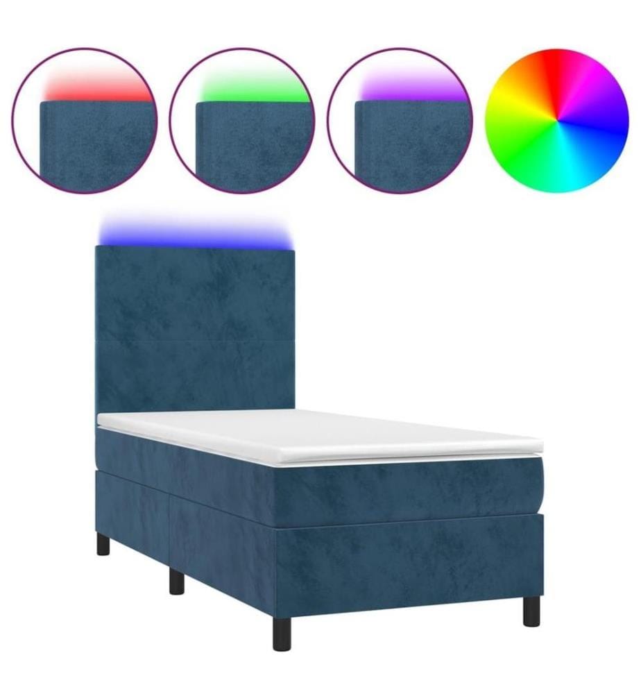 Boxspringbett mit Matratze & LED Dunkelblau 90x190 cm Samt