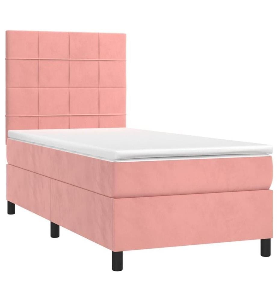 Boxspringbett mit Matratze & LED Rosa 90x190 cm Samt