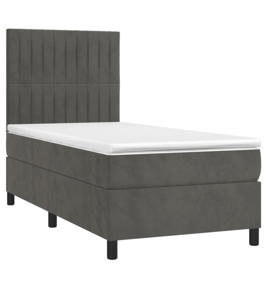 Boxspringbett mit Matratze & LED Dunkelgrau 80x200 cm Samt