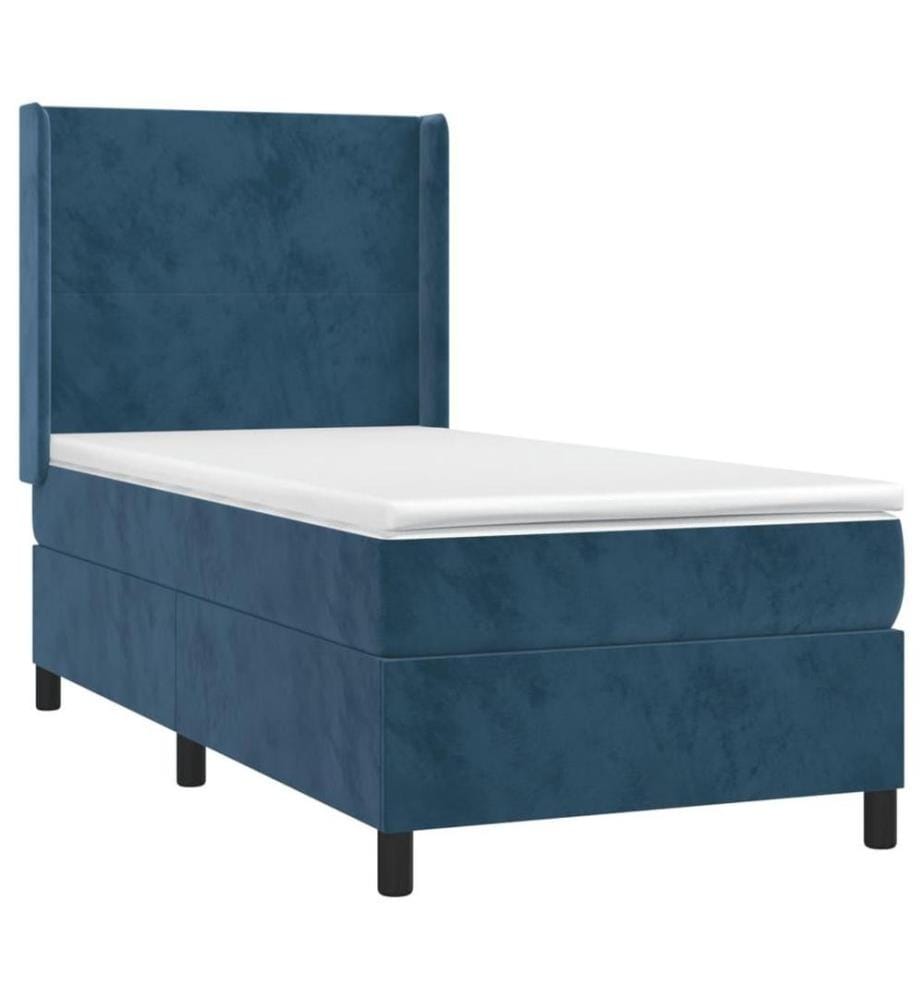 Boxspringbett mit Matratze & LED Dunkelblau 90x200 cm Samt