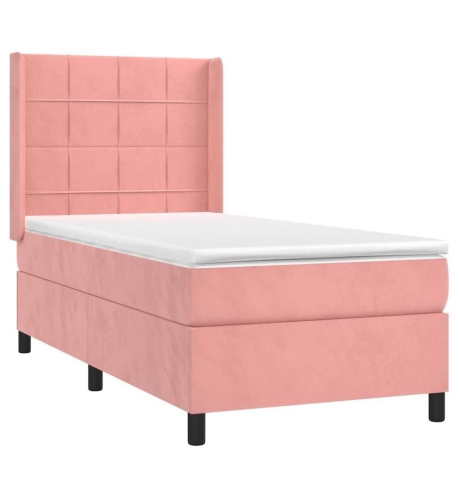 Boxspringbett mit Matratze & LED Rosa 90x200 cm Samt