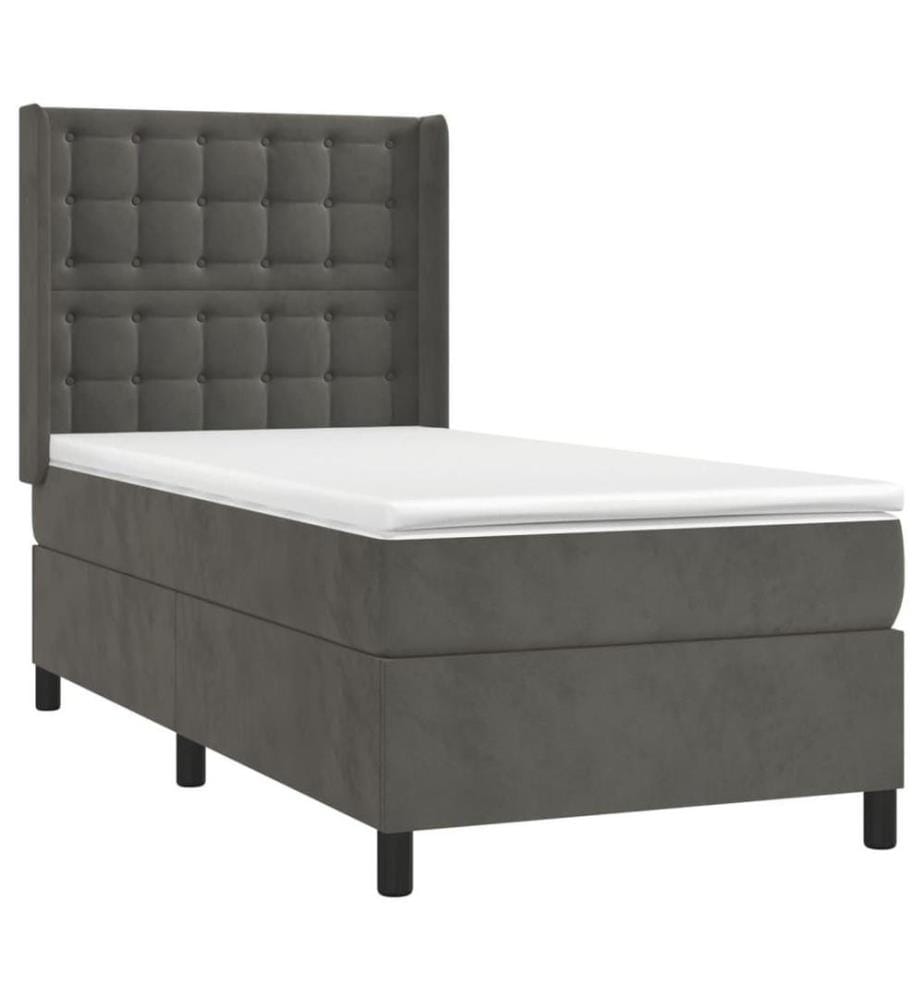 Boxspringbett mit Matratze & LED Dunkelgrau 100x200 cm Samt