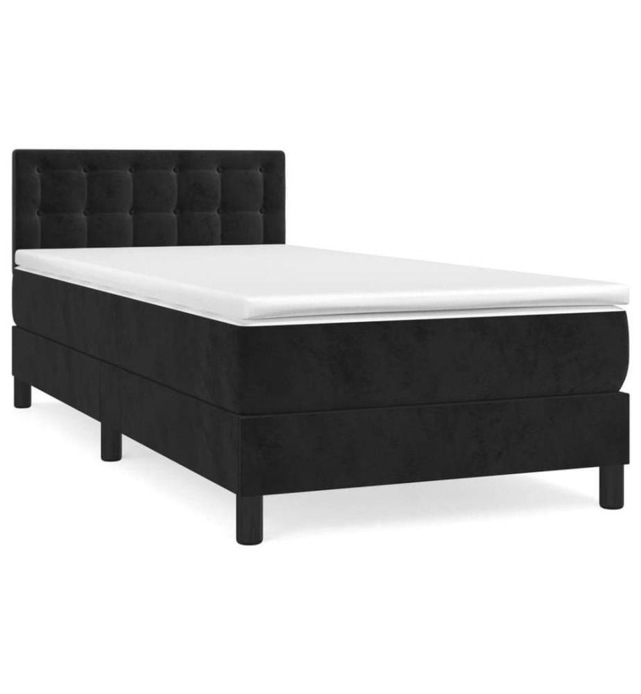 Boxspringbett mit Matratze Schwarz 90x190 cm Samt