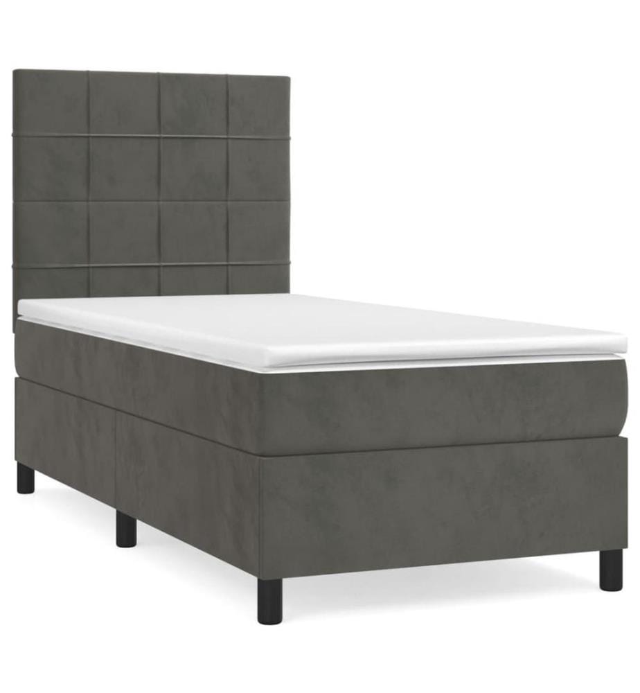 Boxspringbett mit Matratze Dunkelgrau 90x190 cm Samt