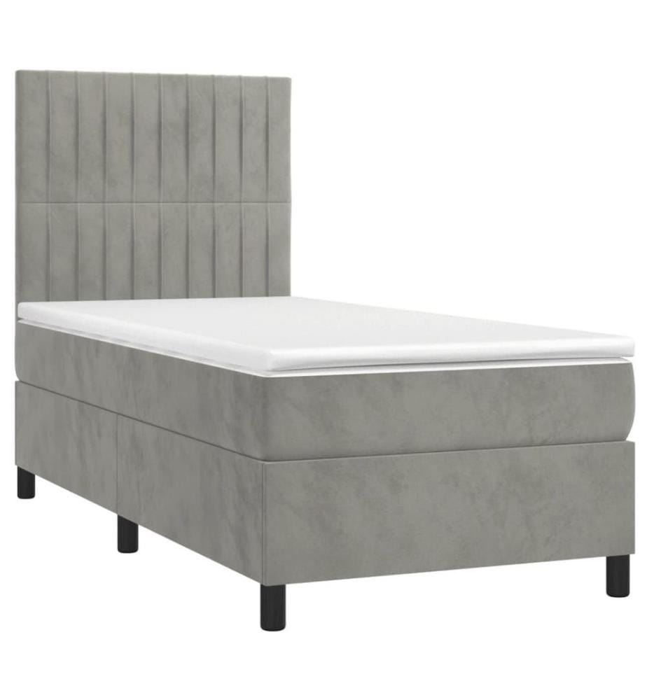 Boxspringbett mit Matratze Hellgrau 80x200 cm Samt