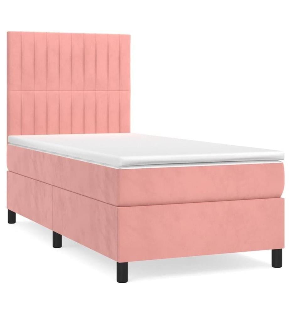Boxspringbett mit Matratze Rosa 90x200 cm Samt