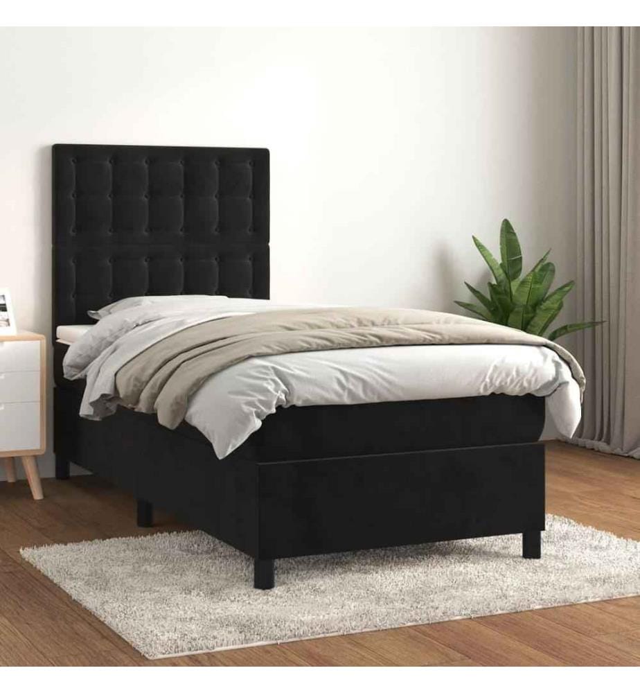 Boxspringbett mit Matratze Schwarz 80x200 cm Samt