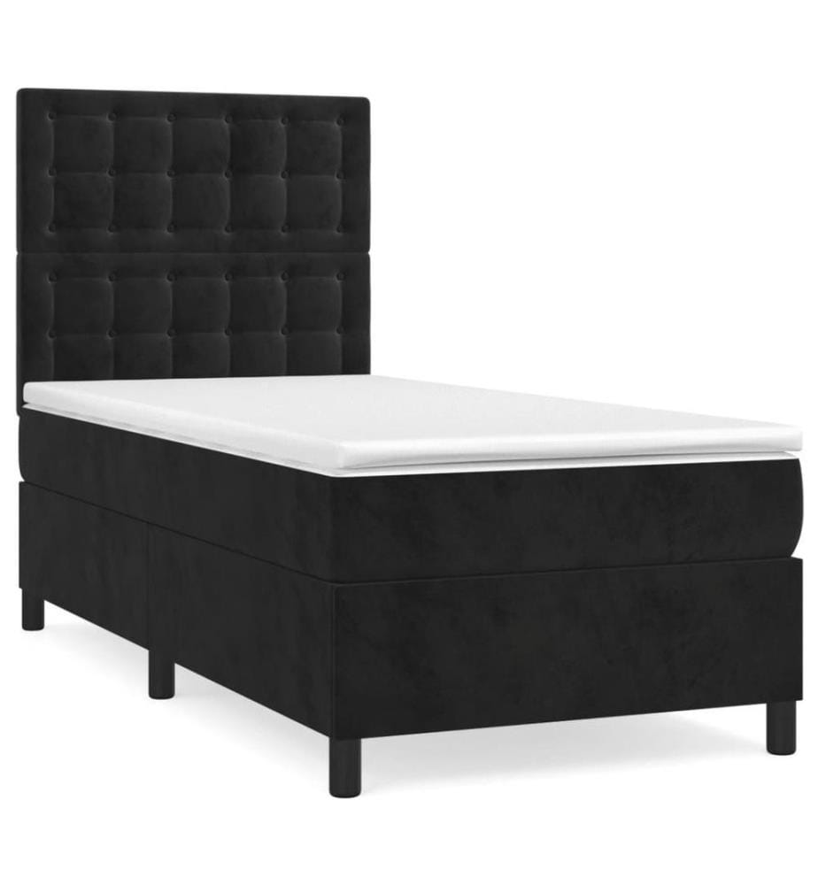 Boxspringbett mit Matratze Schwarz 80x200 cm Samt