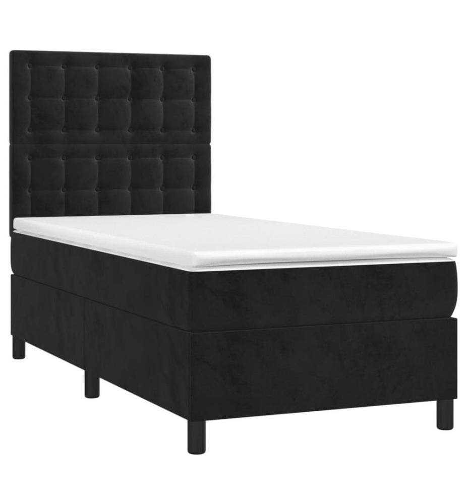 Boxspringbett mit Matratze Schwarz 80x200 cm Samt