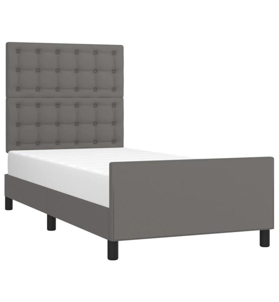 Bettgestell mit Kopfteil Grau 100x200 cm Kunstleder