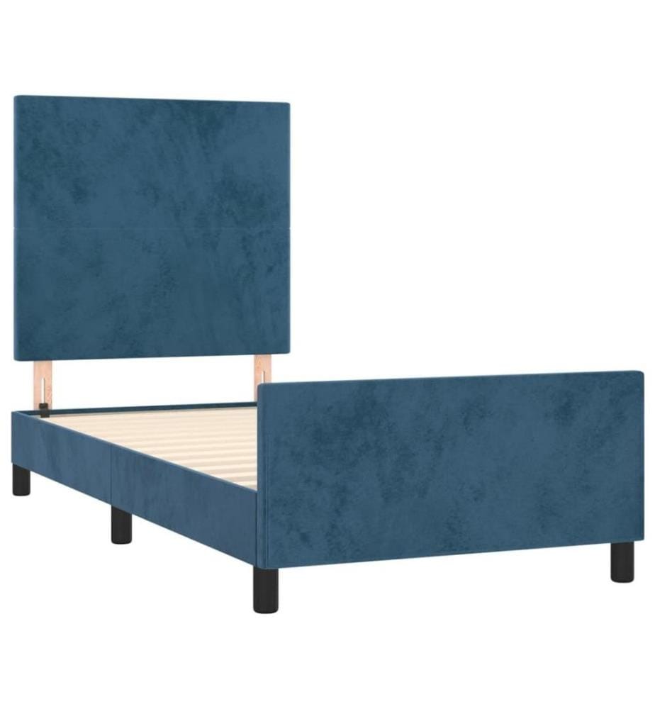 Bettgestell mit Kopfteil Dunkelblau 90x200 cm Samt