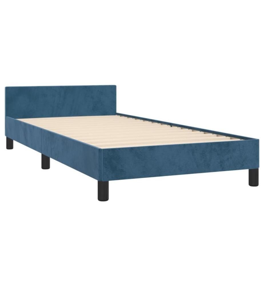 Bettgestell mit Kopfteil Dunkelblau 90x200 cm Samt
