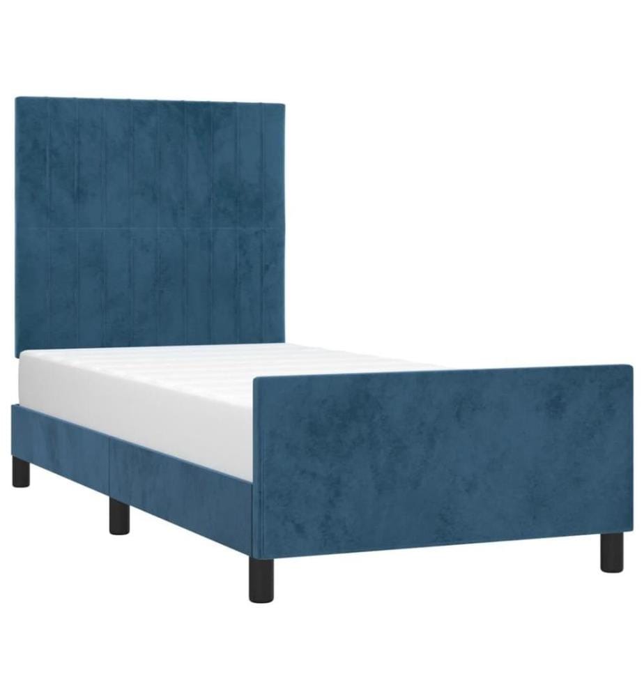 Bettgestell mit Kopfteil Dunkelblau 80x200 cm Samt